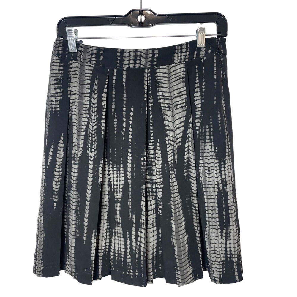Sisley Black Grey Abstract Print Pleated Mini Skirt Made in Italy Size 40